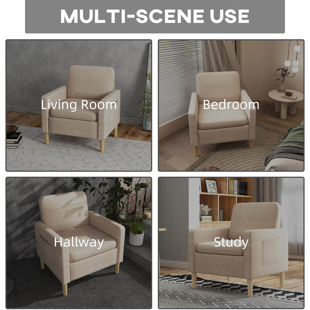 Portland Beige Linen Upholstered Modern Accent Chair Image 5