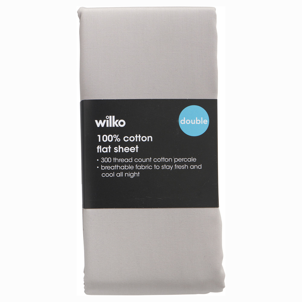 Wilko Best Double Porpoise 300 Thread Count Percale Flat Sheet Image 2