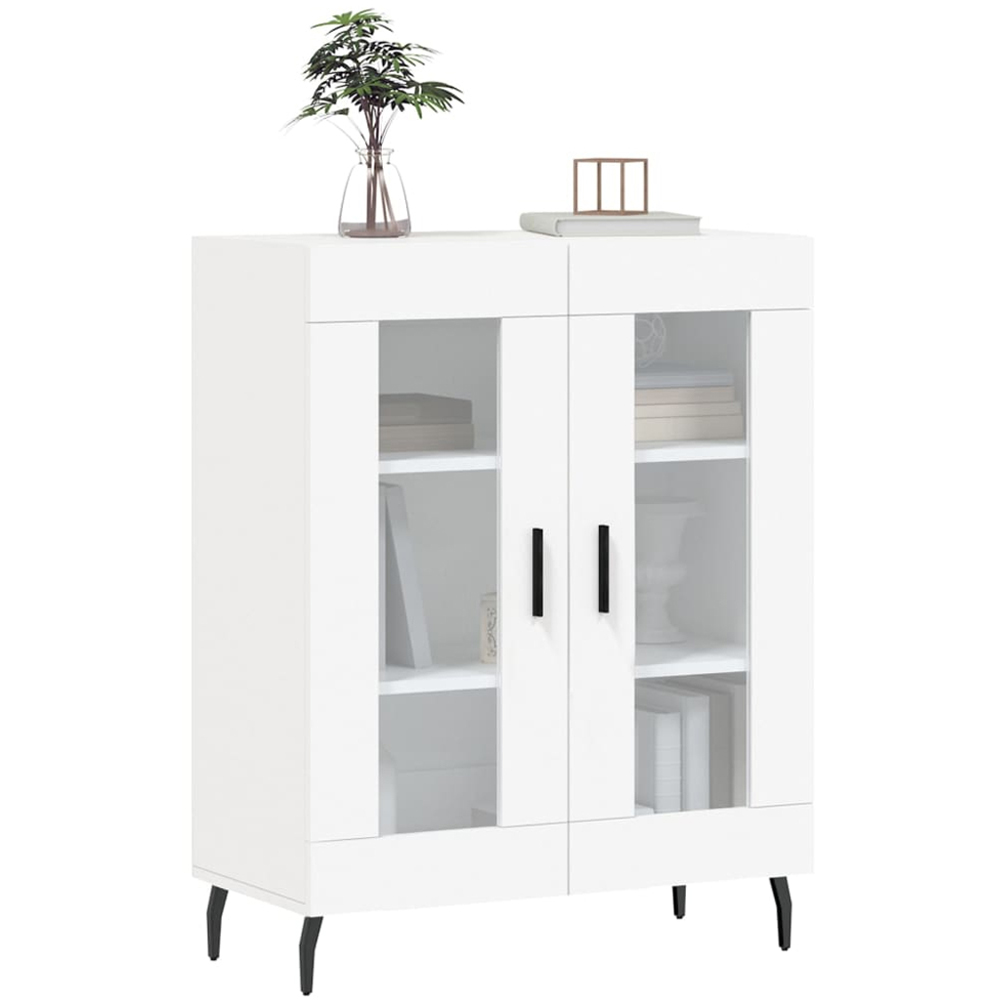 vidaXL 2 Glass Door White Small Sideboard Image 3