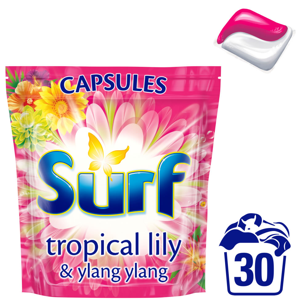 Surf Tropical Oasis Laundry Detergent Capsules 30 pack Image 1