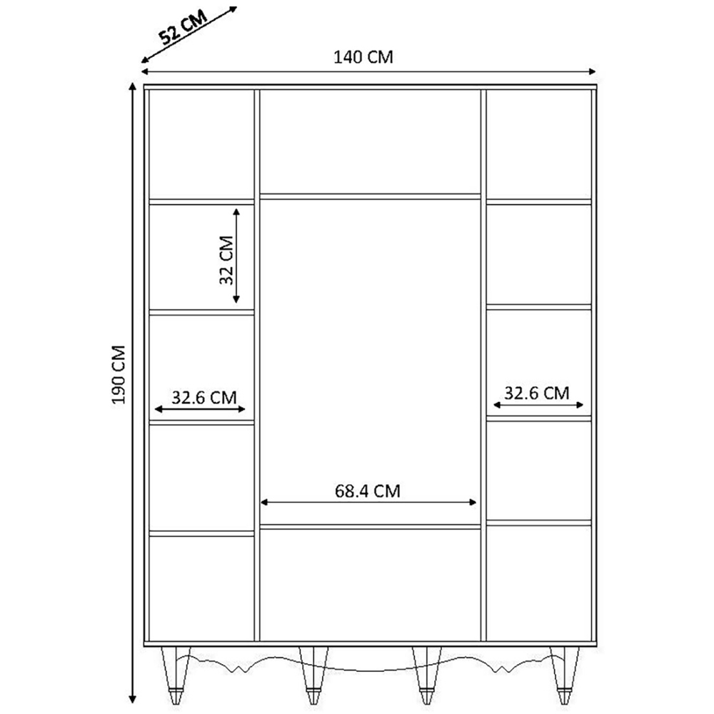 Evu RAVEN 4 Door 2 Drawer White Mirror Wardrobe Image 5