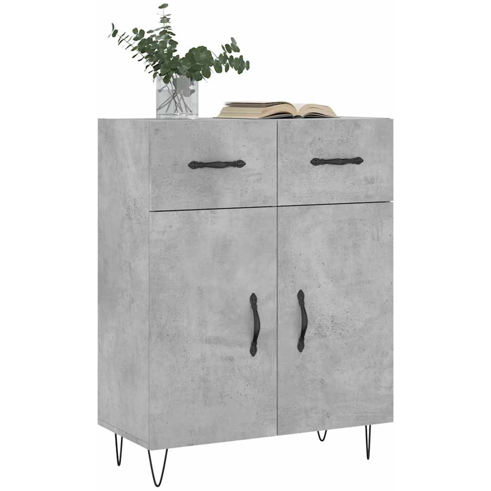 vidaXL 2 Door 2 Drawer Concrete Grey Wooden Sideboard Image 3