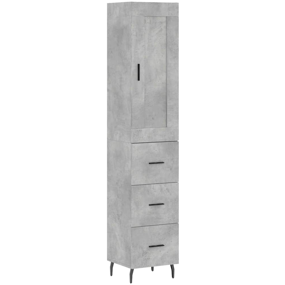 vidaXL Single Door 3 Drawer Concrete Grey Highboard Image 2