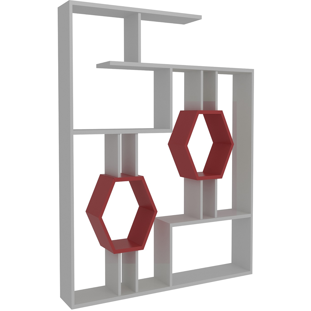 Decorotika Tamara White and Red Geometric Unique Bookshelf Image 2