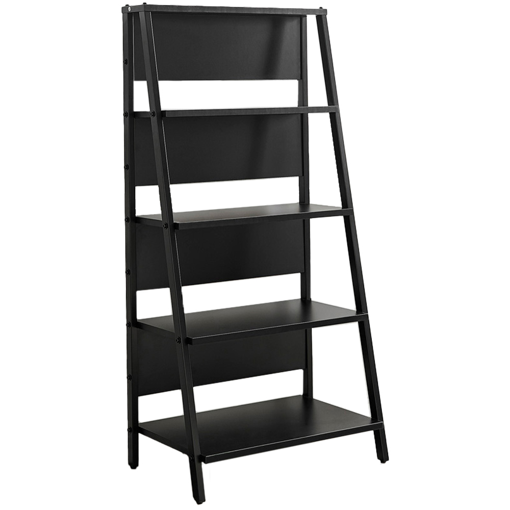 Furniturebox Sloan 5 Shelf Black Ladder Bookshelf Image 2