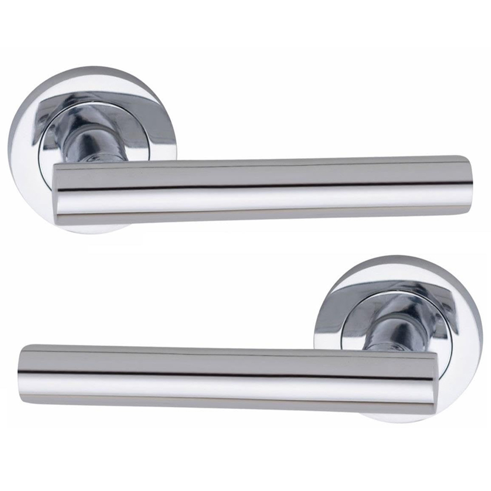 Golden Grace Polished Chrome Straight T-Bar Bathroom Door Handle Pair Image 3