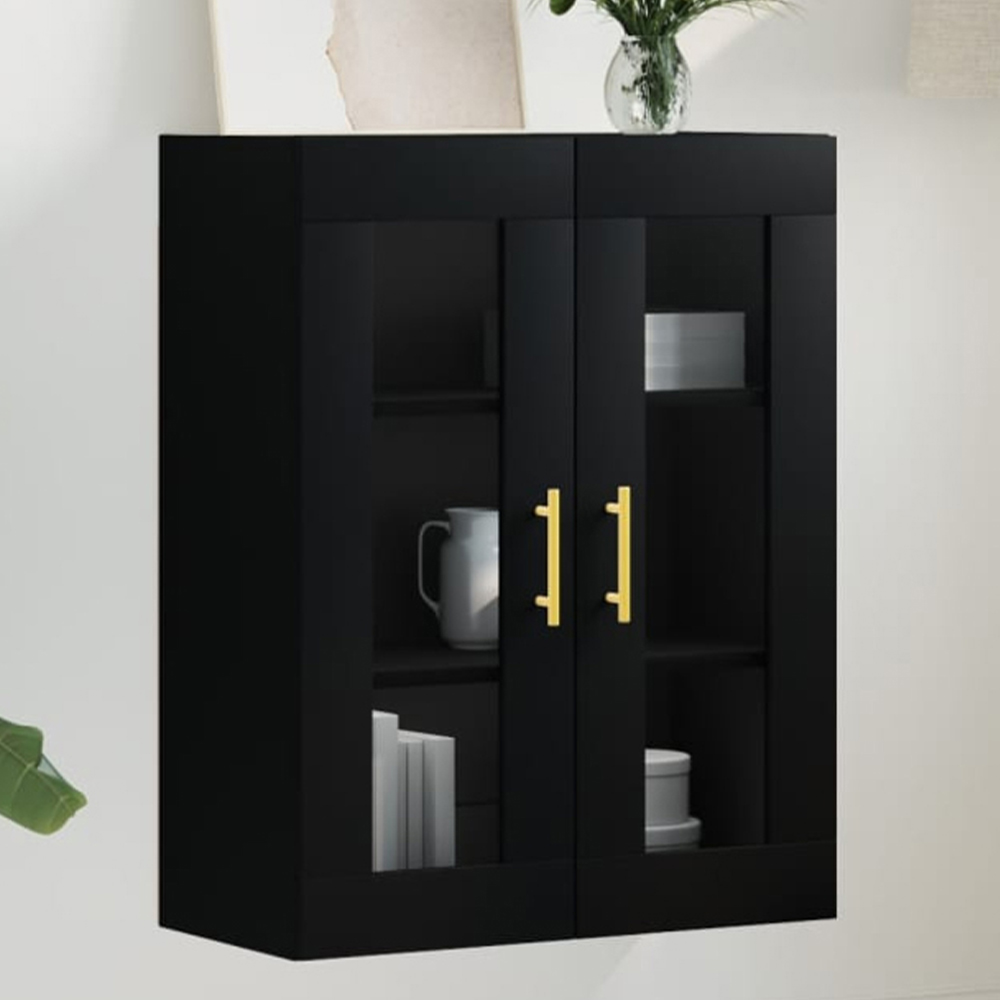 vidaXL 2 Door Black Wall Mounted Cabinet Image 1