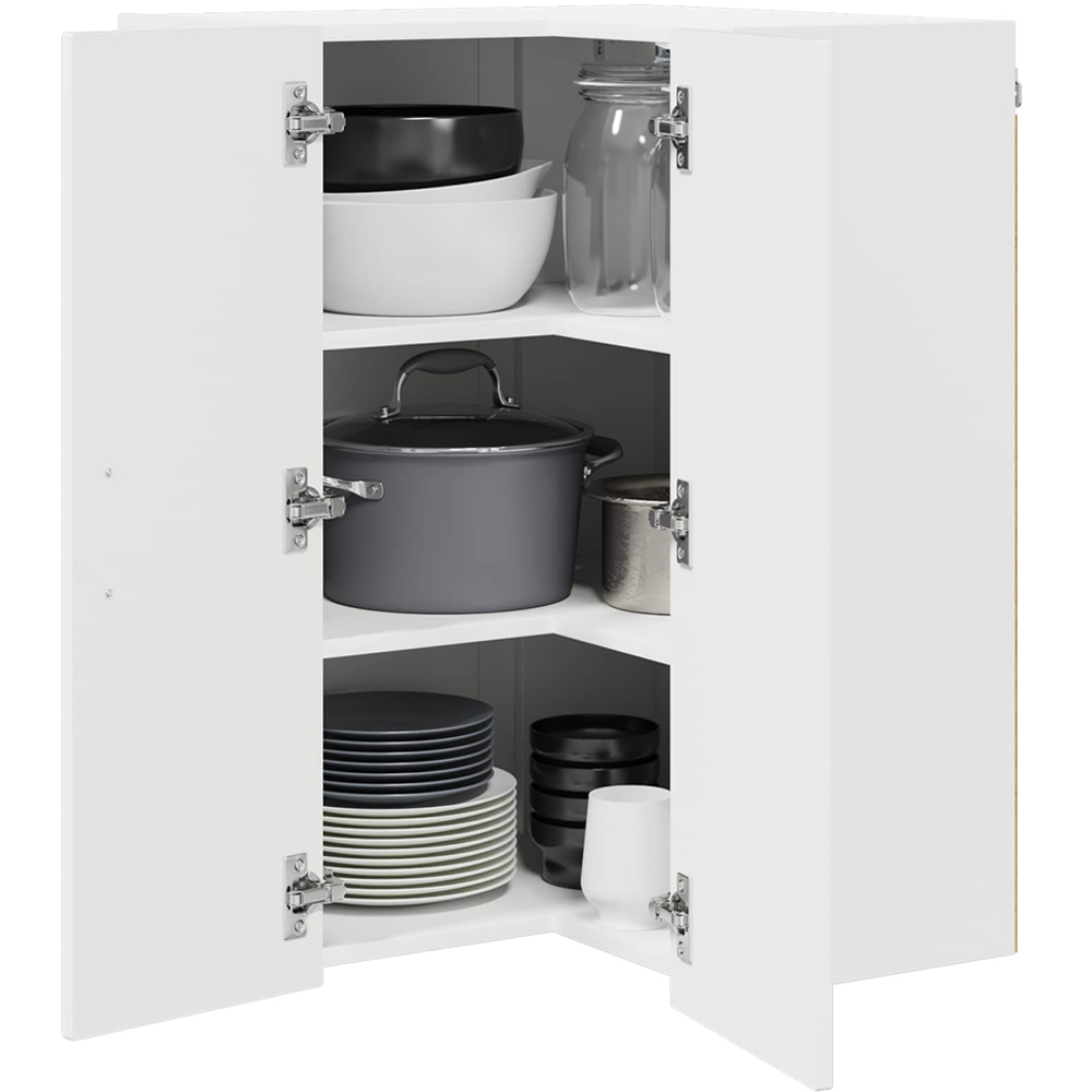vidaXL 2 Door High Gloss White Kitchen Wall Corner Cabinet Image 3