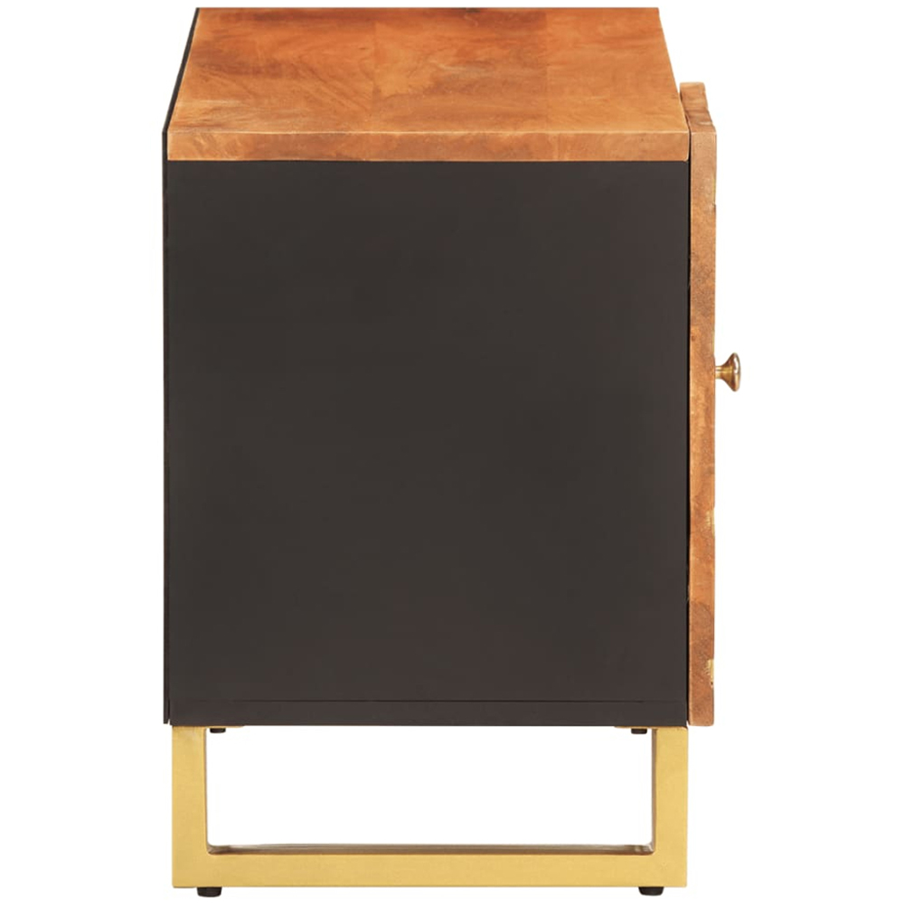 vidaXL Single Door 2 Shelf Brown and Black Solid Mango Wood TV Cabinet Image 5