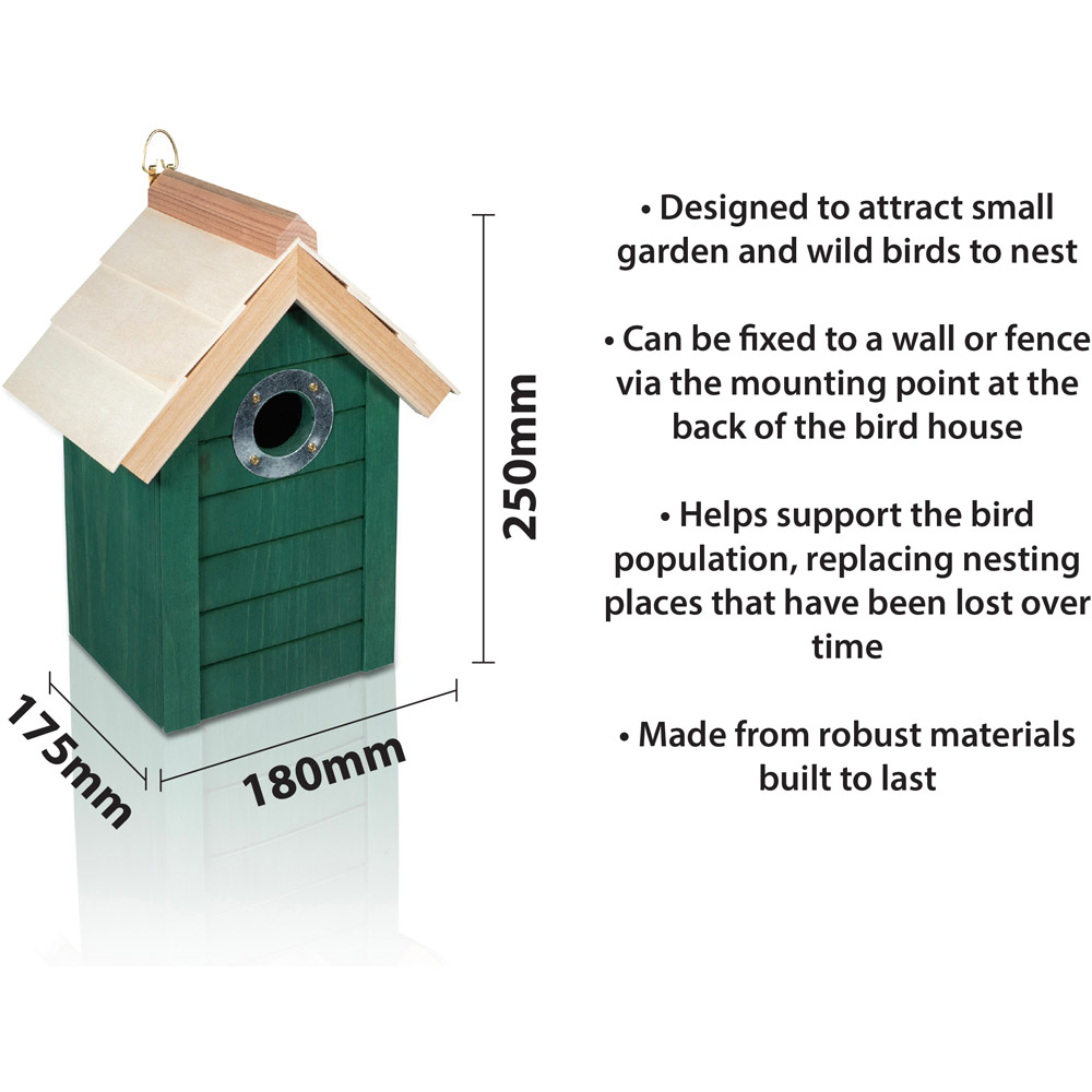 St Helens Green Wooden Bird House Image 4