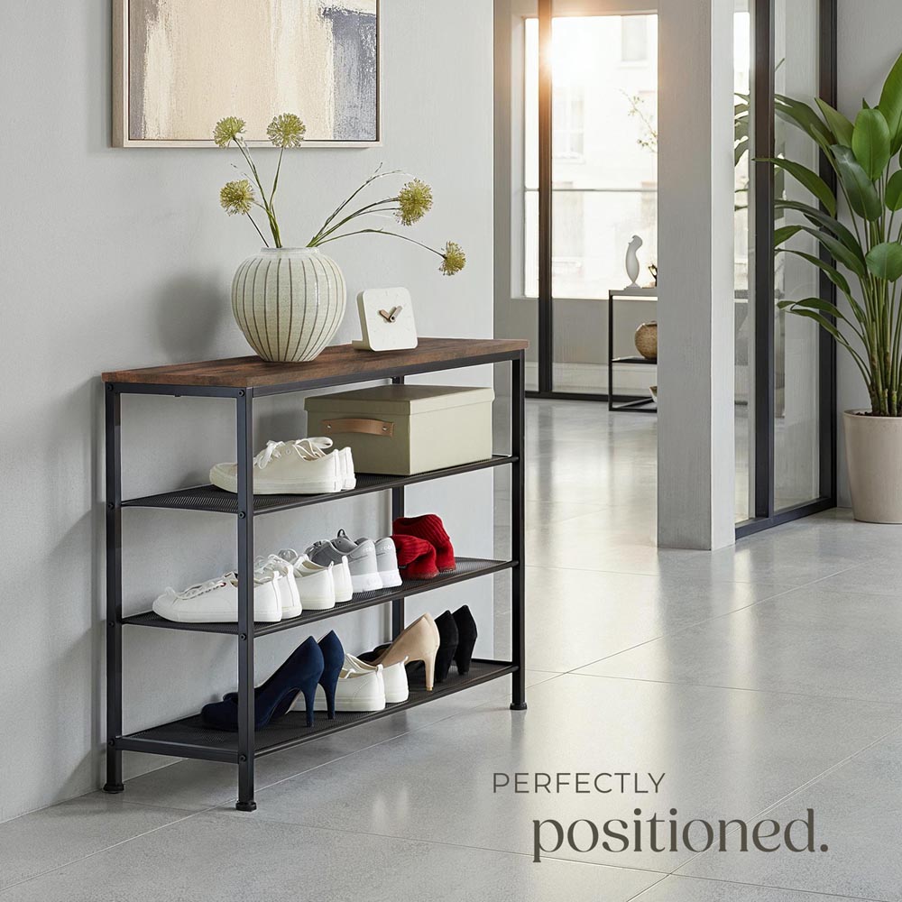 tectake Portsmouth 3 Grid Dark Wood Shelf Shoe Rack Image 6
