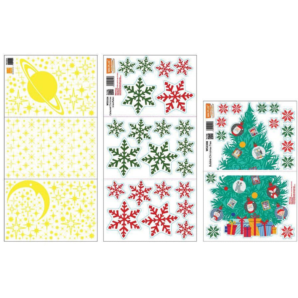 Walplus Glow Stars and Colourful Snowflakes with Christmas Tree Self Adhesive Wall Sticker 434 Piece Image 5