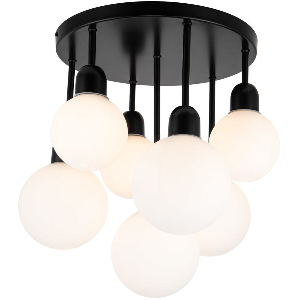 Cosylyte 7 Light Matt Black Opal Glass Ceiling Light Image 3