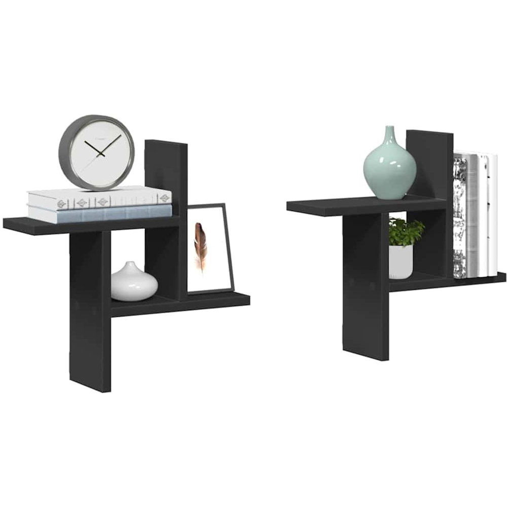 vidaXL 3 Shelf Wall Shelf Set of 2 Image 2