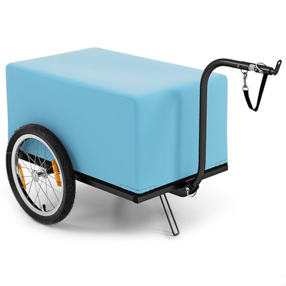 Costway Black and Blue Bike Cargo Trailer with Foldable Frame and Versatile Coupler Image 1