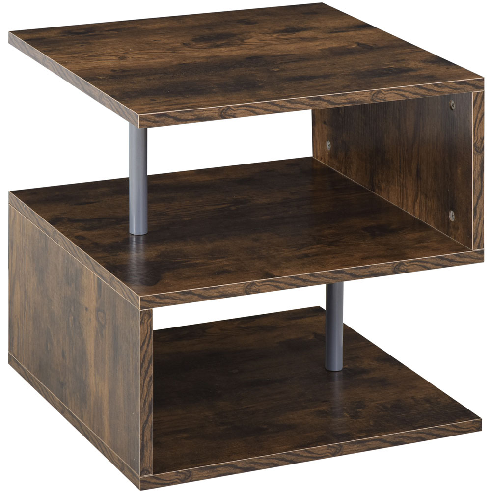 Portland 2 Tier Natural S Shape Storage Coffee End Table Image 2