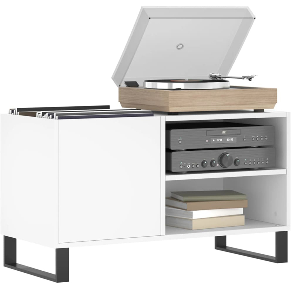vidaXL 2 Shelf White Wide Record Cabinet Image 3
