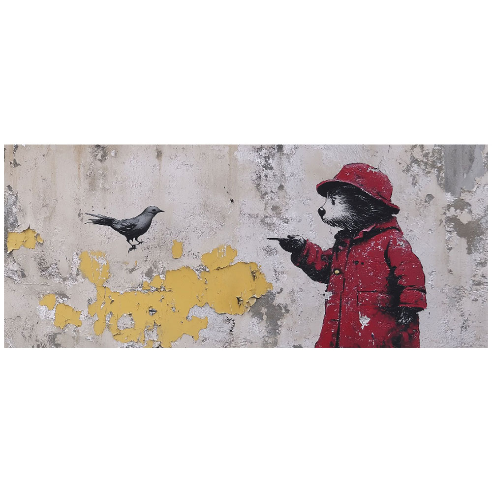 Warren Reed Designer Banksy Inspired Bear Glass Bathroom Splashback 25 x 60cm Image 2