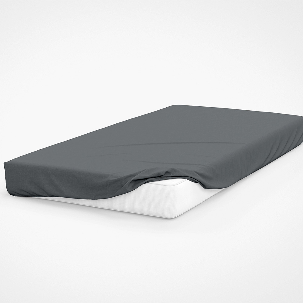 Serene King Size Charcoal Brushed Cotton Fitted Bed Sheet Image 2