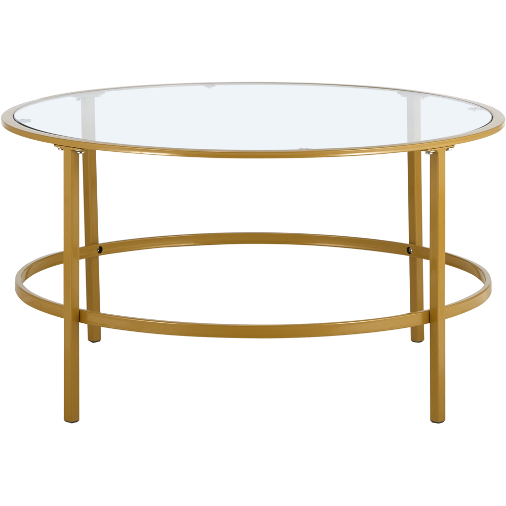 Comfy Living Gold Round Tempered Glass Coffee Table Image 2