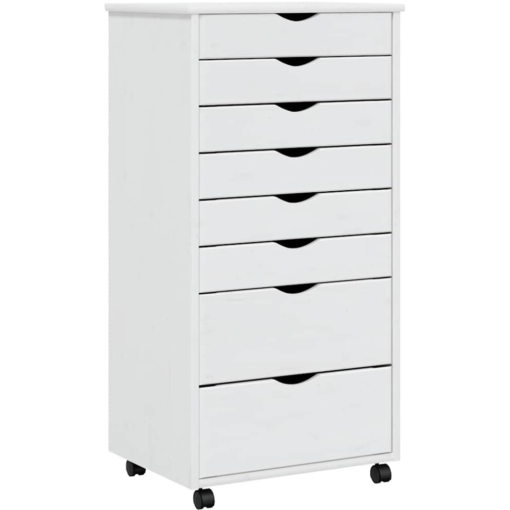 vidaXL Moss 8 Seater White Solid Wood Pine Rolling Cabinet Image 2