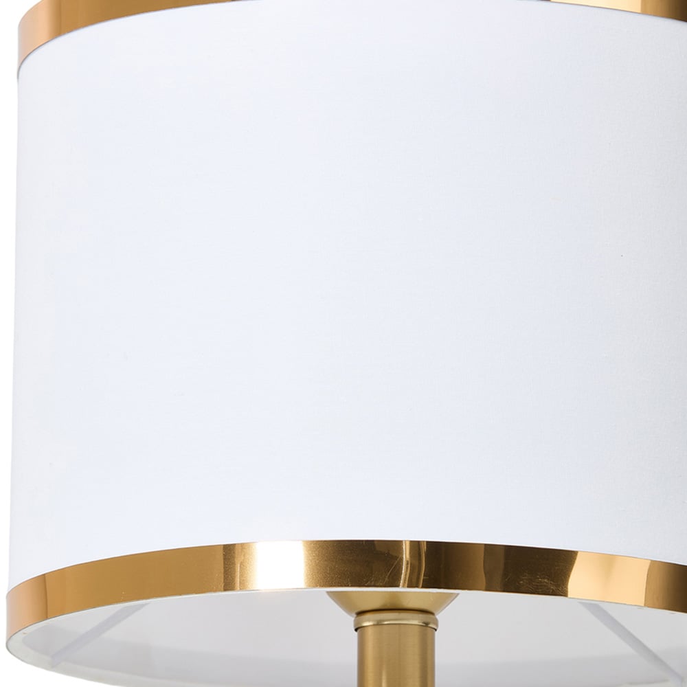 Living and Home Gold and White Cylindrical Fabric Table Lamp Image 3