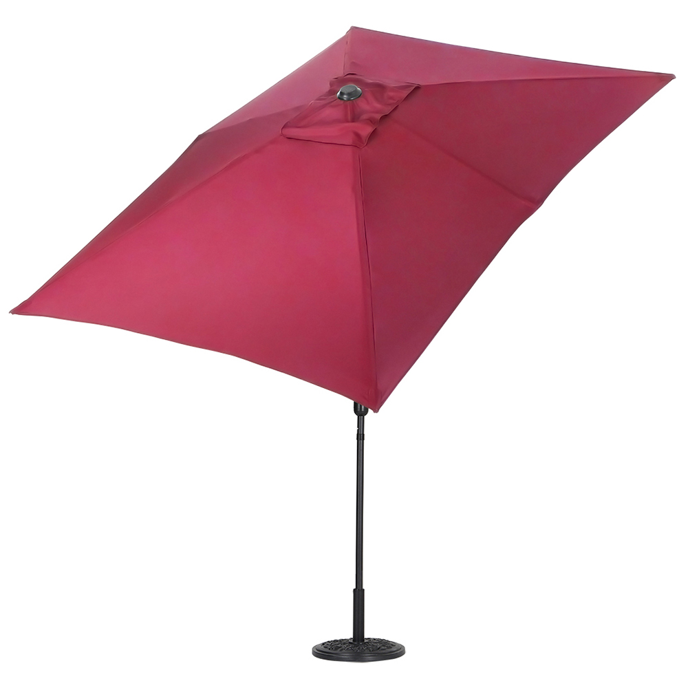Living and Home Red Square Crank Tilt Parasol with Floral Round Base 3m Image 3