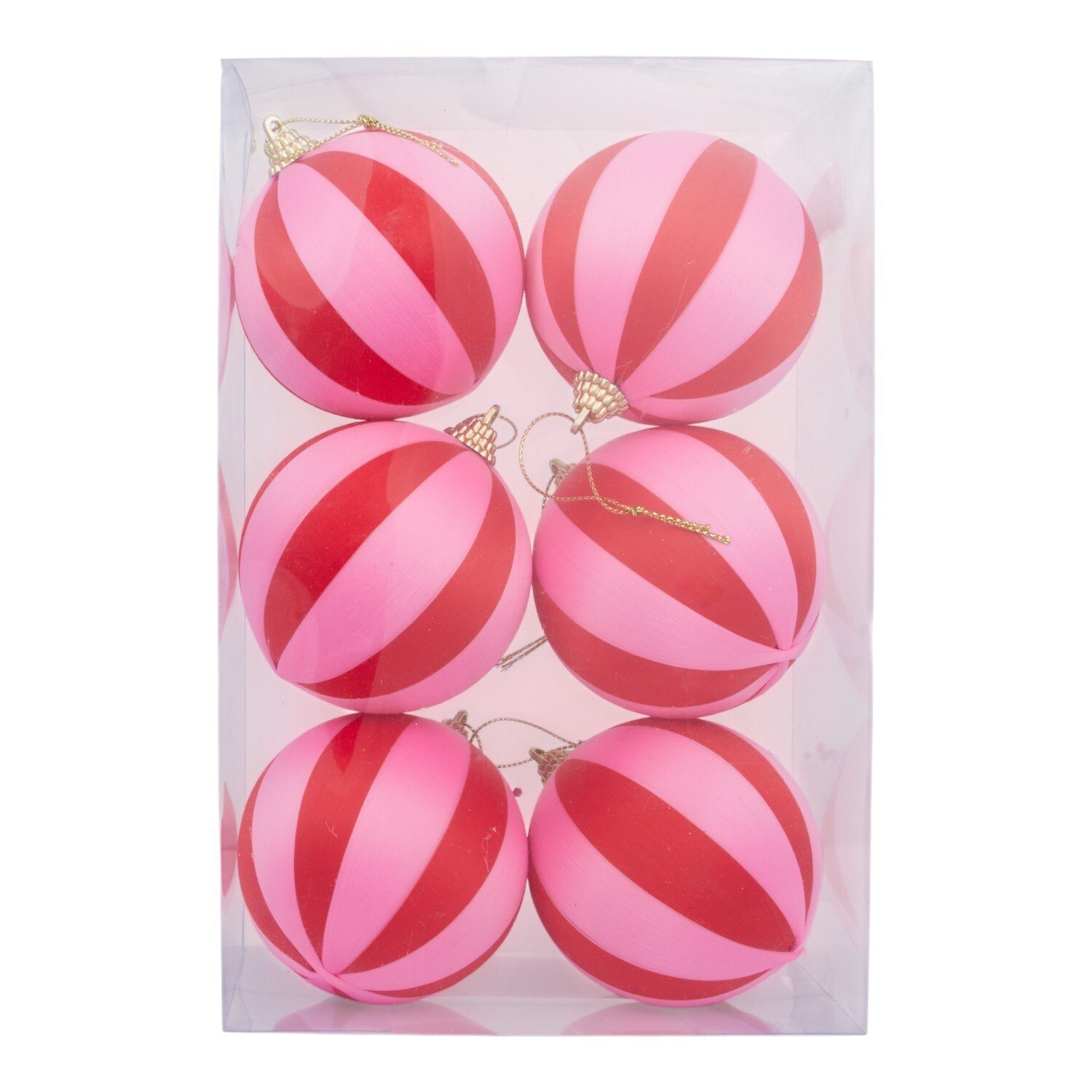 Set of 6 Swirl Baubles Pink Image 1