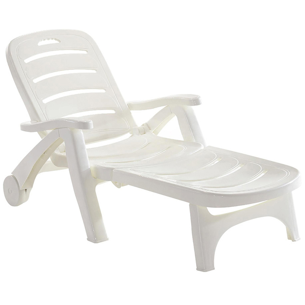 Living and Home Plastic Foldable Outdoor Lounger with Wheels Image 2