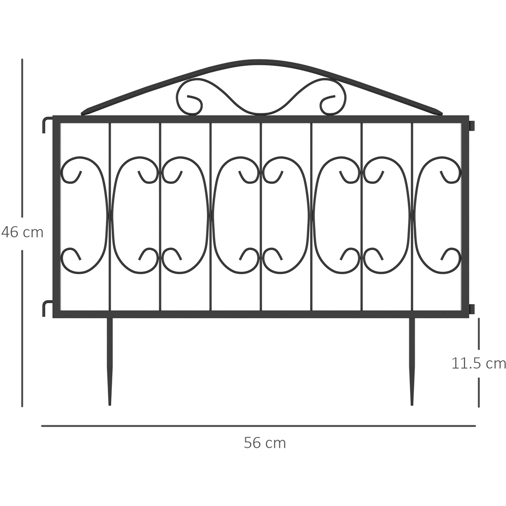 Outsunny Black Metal Wire 1.5 x 1.8ft 4 Pack Decorative Garden Fence Panel Image 9