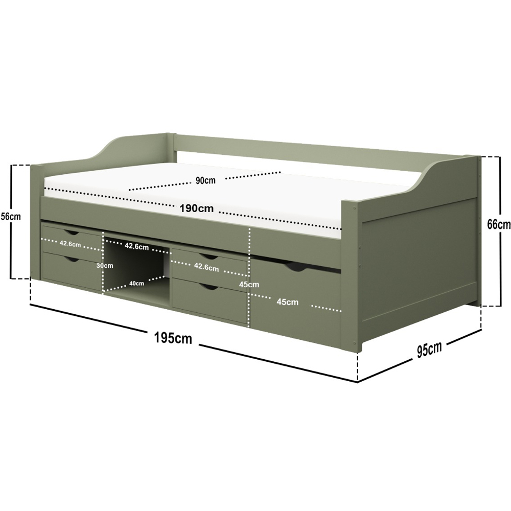 Flair Blair Single Green Storage Low Sleeper Bed Image 6