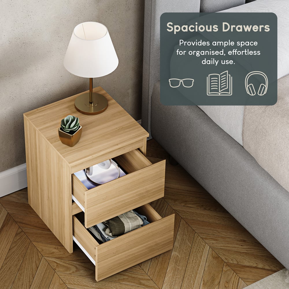 VIDA DESIGNS Denver 2 Drawer Pine Bedside Table Image 7