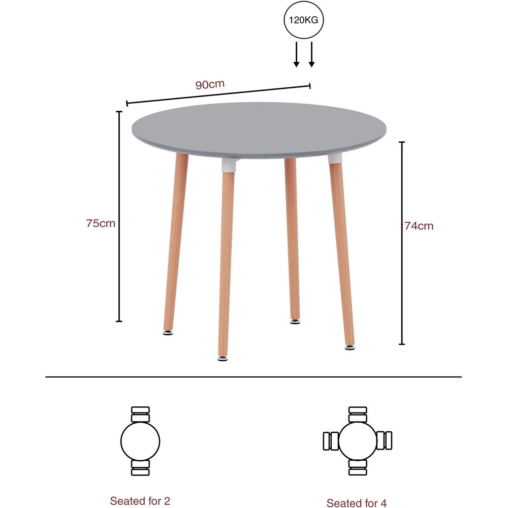 Vida Designs Batley 4 Seater Round Dining Table Grey Image 9