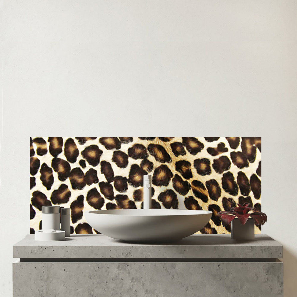 Warren Reed Designer Leopard Hide Print Glass Bathroom Splashback 25 x 60cm Image 1