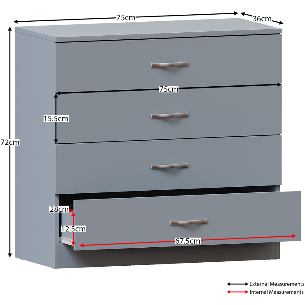 Vida Designs Riano 4 Drawer Grey Chest of Drawers Image 8