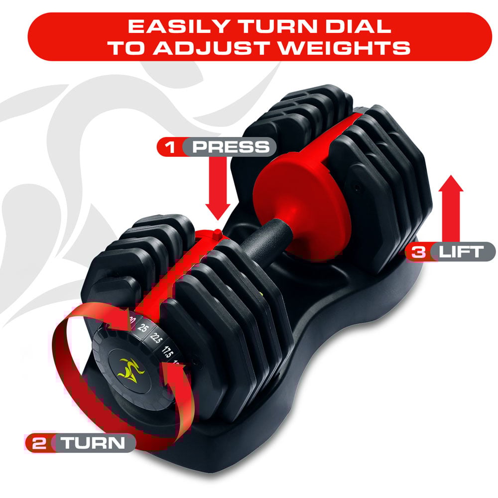 Strongology Urban25 Home Fitness Black and Red Adjustable Dumbbells 2.5kg to 25kg 2 Pack Image 7