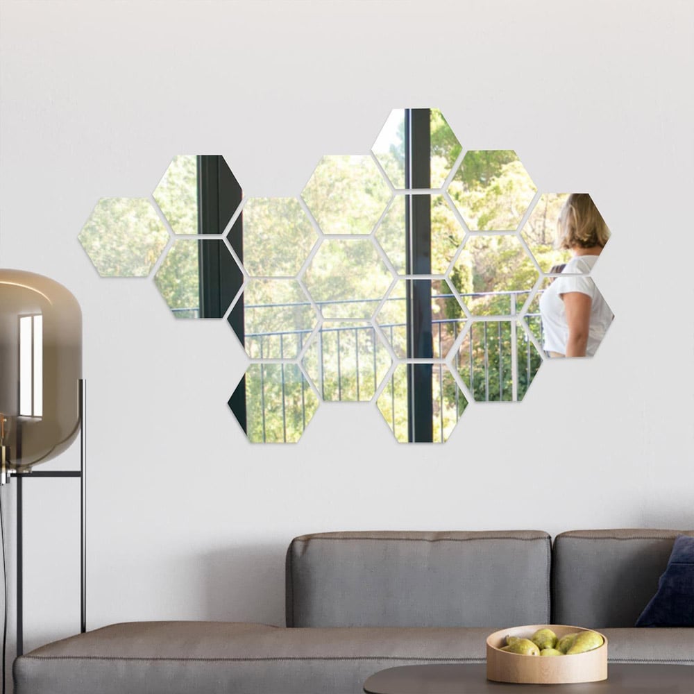 Walplus Hexagonal Wall Mirror Sticker 12 Pack Image 3