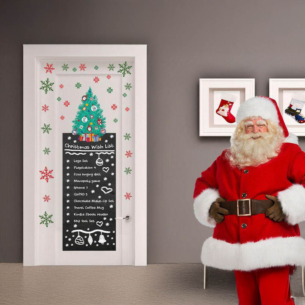 Walplus Colourful Snowflakes and Christmas Tree Self Adhesive Blackboard Wall Sticker 31 Piece Image 2