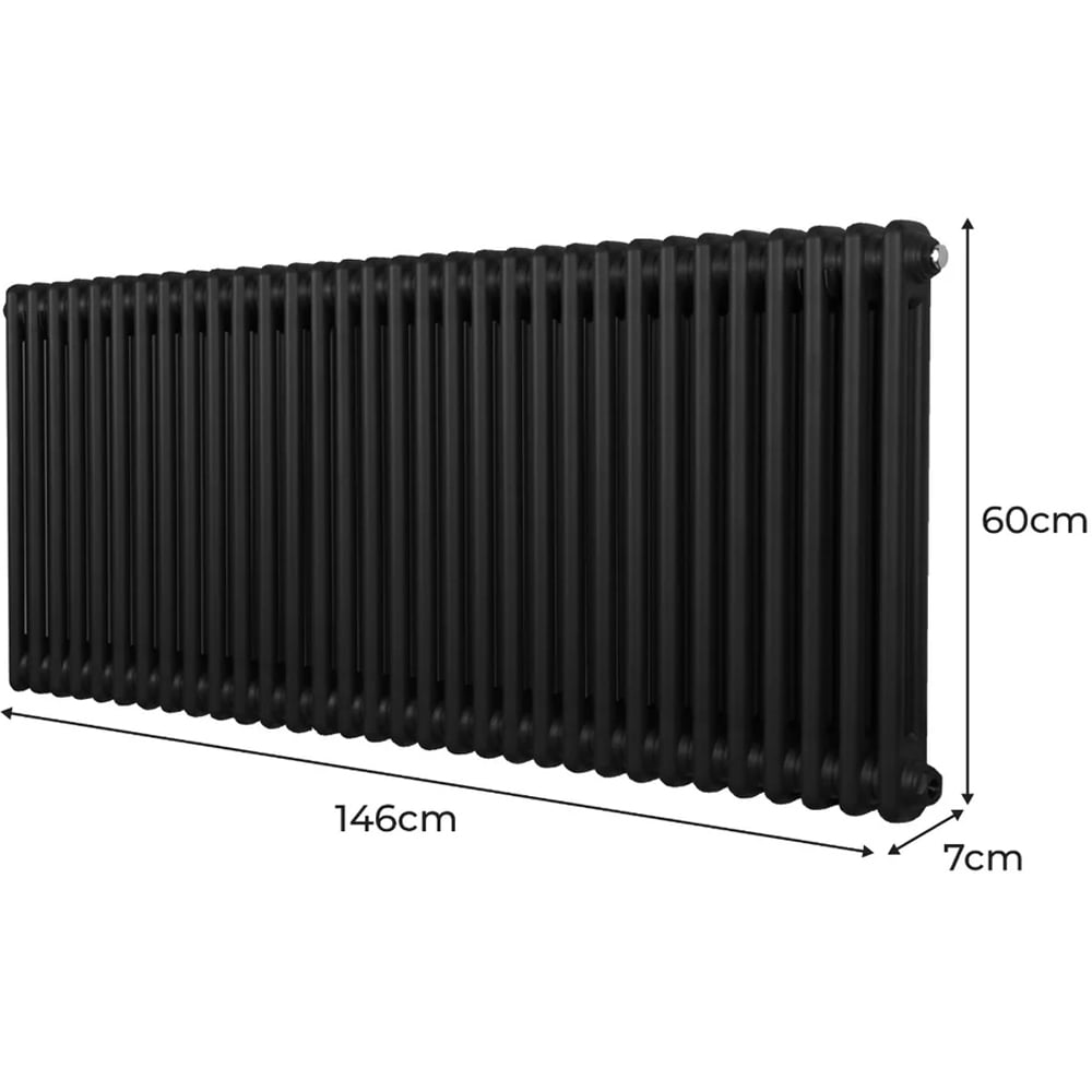 Monster Shop 6220 BTU Black Traditional 2 Column Radiator 600 x 1462mm Image 6