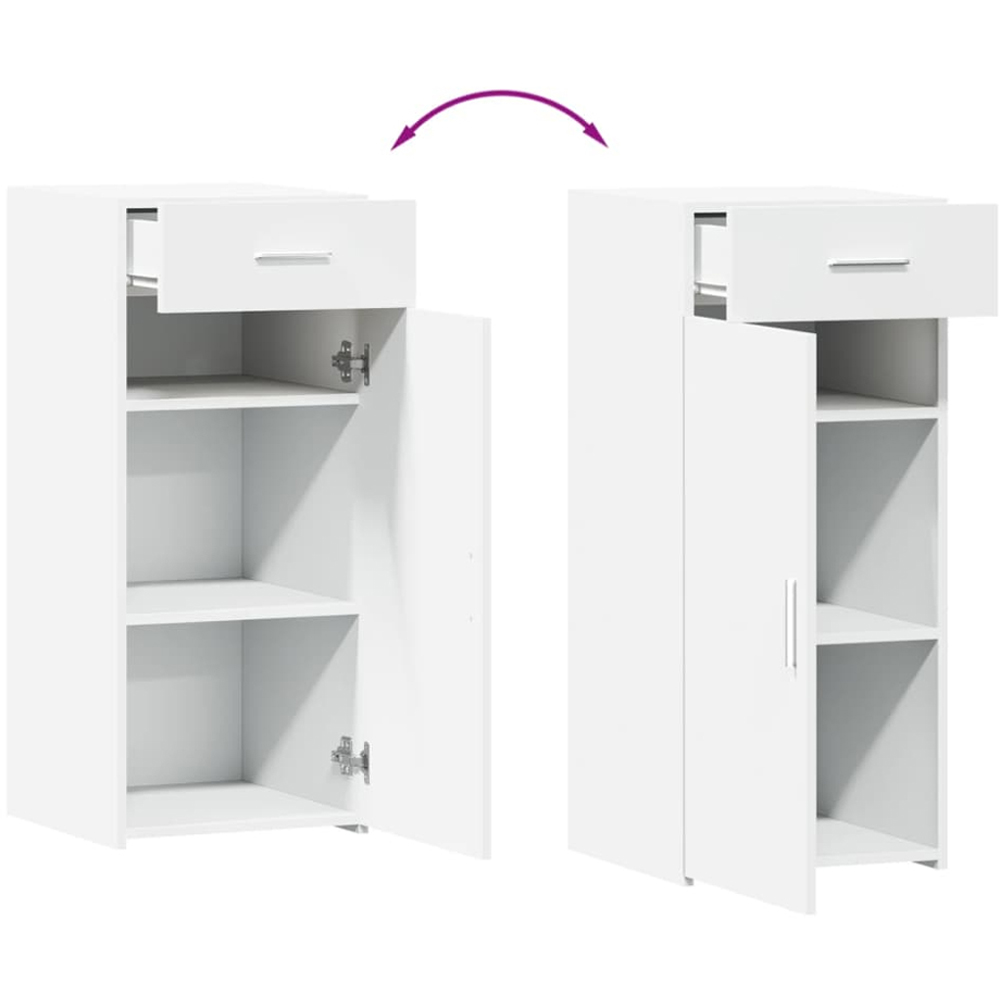 vidaXL Single Door Single Drawer White Sideboard Image 7