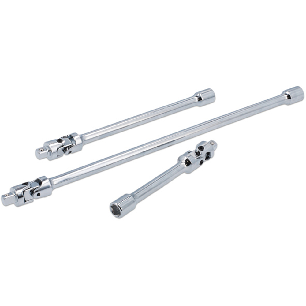 Laser 3 Piece 1/4 inch D Spring Loaded Universal Joint Extension Set Image 3