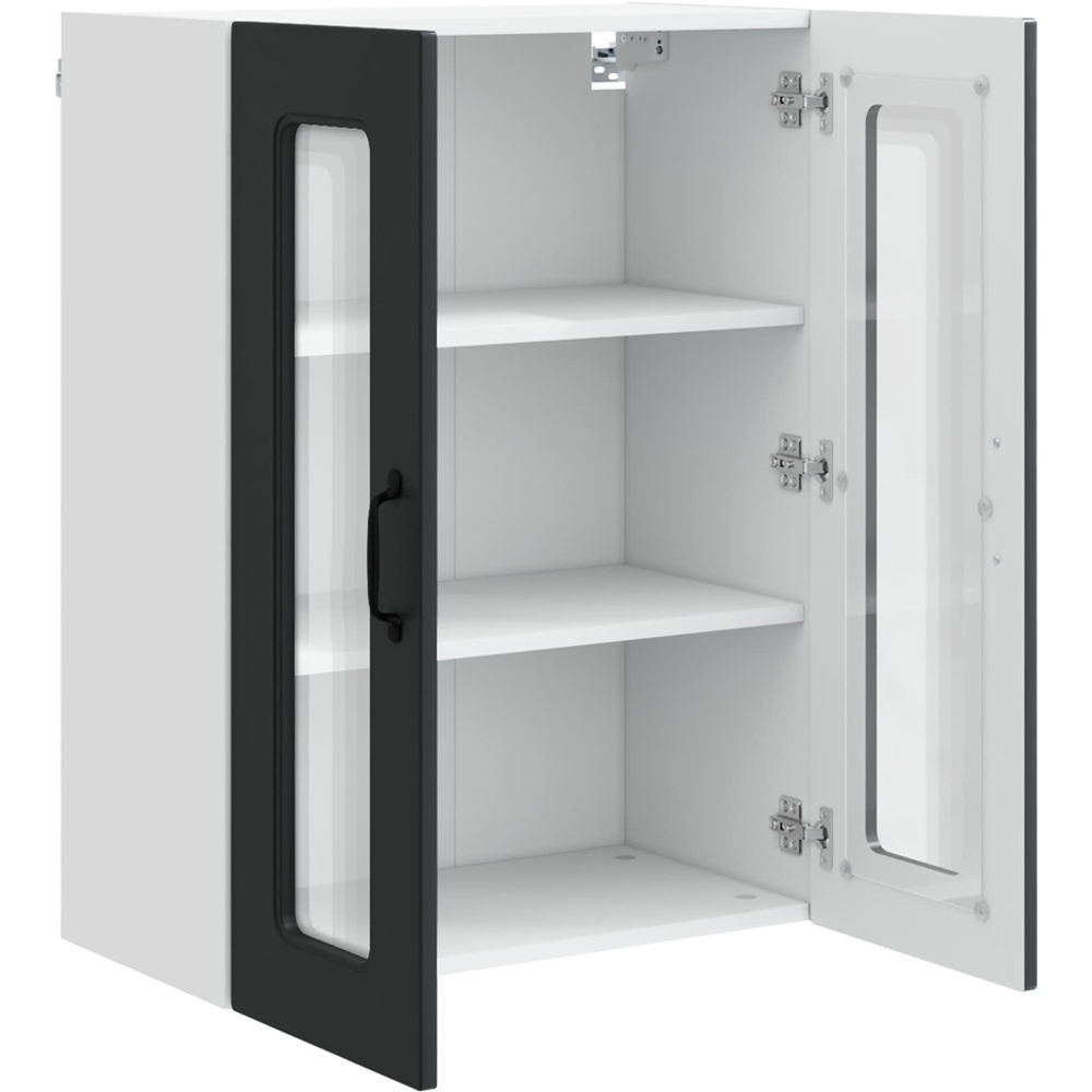 vidaXL 2 Glass Door Black Kitchen Wall Cabinet Image 5