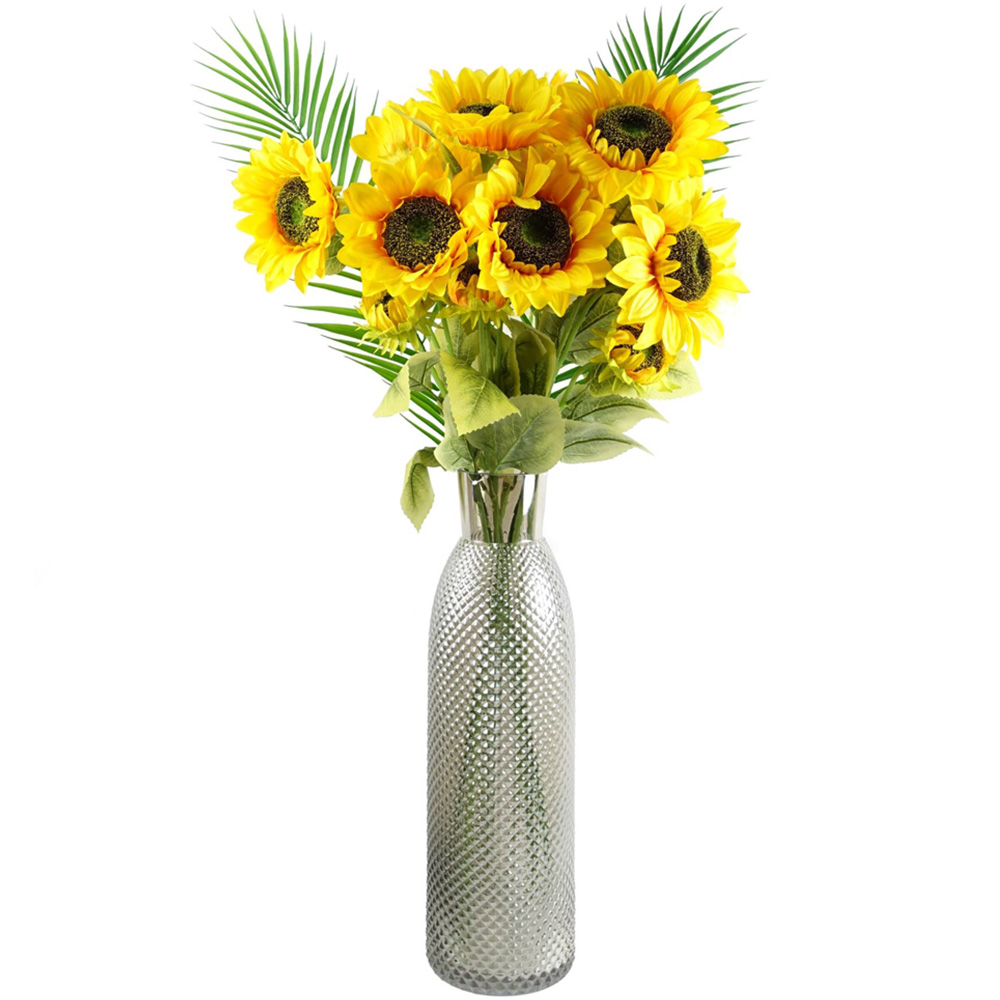 Leaf Yellow Sunflower Artificial Flower Bundle with Vase 100cm 9 Pack Image 1