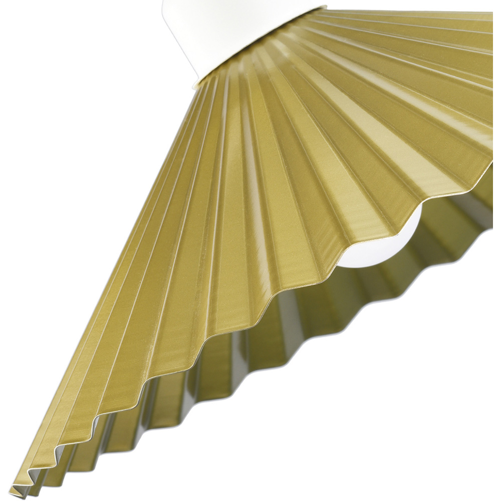 Happy Homewares Satin Gold Finish Vintage Ribbed Top Hat Style Metal Pendant Shade Image 6