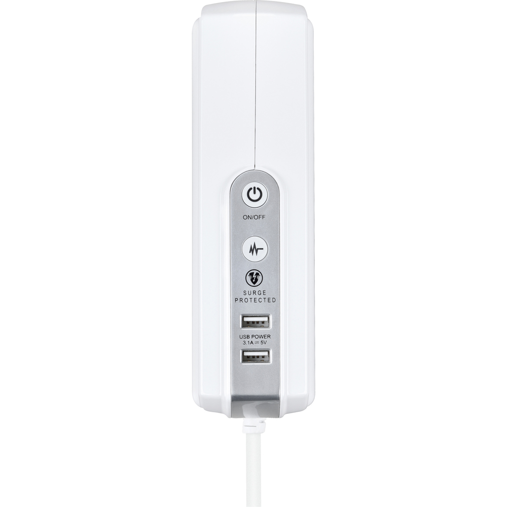 Masterplug Gloss White 6 Socket Switched Compact Surge Extension Lead with USB 2m Image 4