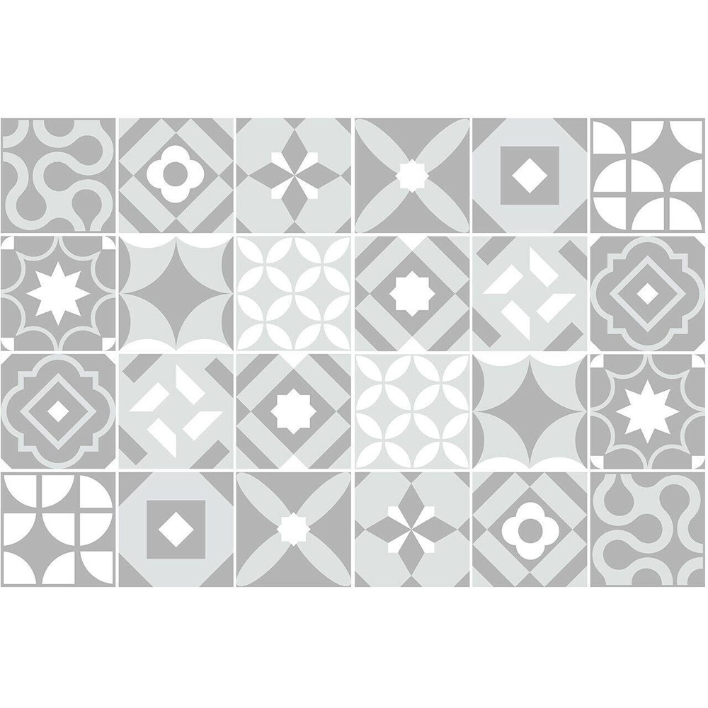 Walplus Campbell Cement Light Grey Retro Tile Sticker 24 Pack Image 2
