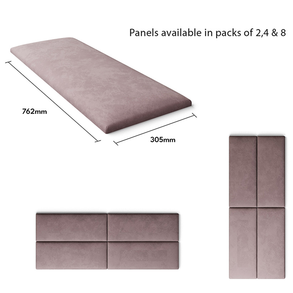 Aspire EasyMount Blush Plush Velvet Upholstered Wall Mounted Headboard Panels 2 Pack Image 5