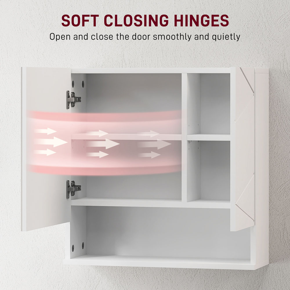 Kleankin 2 Door White Wall Mounted Mirror Bathroom Storage Cupboard Image 7