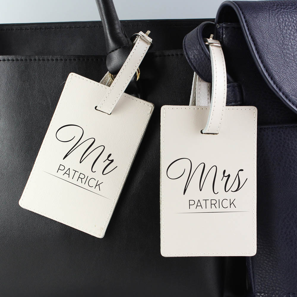Personalised Memento Personalised Couples Classic Cream Luggage Tags Image 2