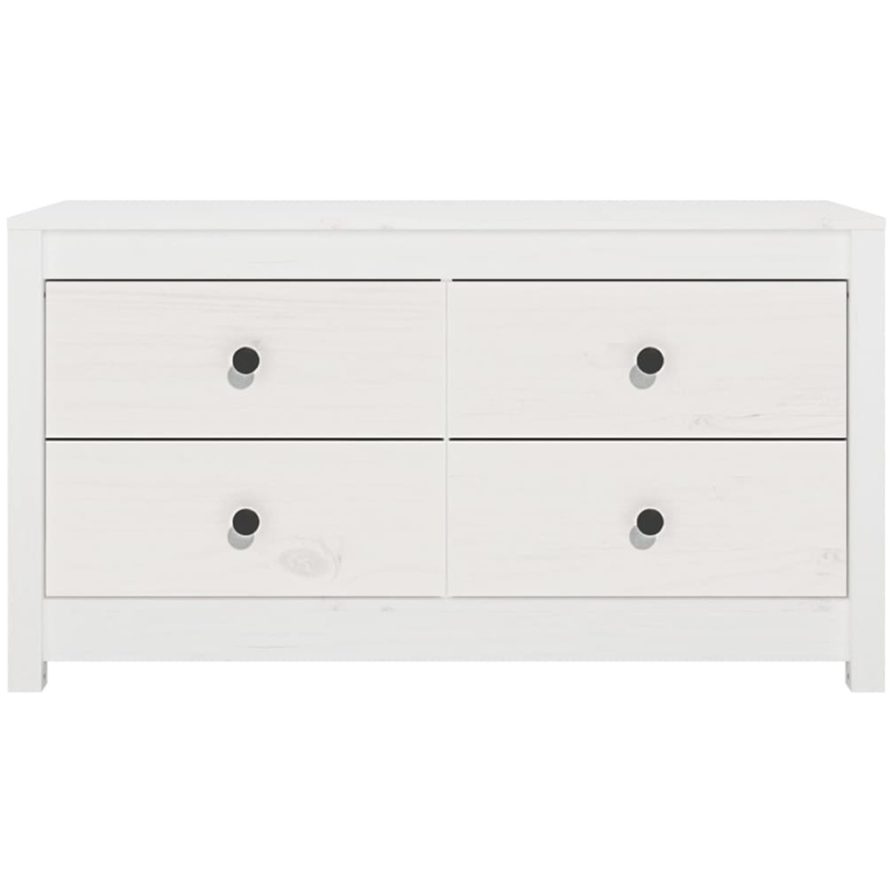 vidaXL 4 Drawer White Solid Pine Wood Sideboard Image 4
